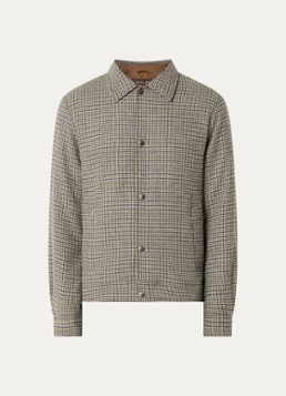 Woolrich Heren Gewatteerd overshirt in wolblend met print in de kleur Bruin, maat: XL