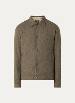 Woolrich Heren Gewatteerd overshirt in wolblend met steekzakken in de kleur Taupe, maat: XL