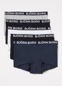 Björn Borg Meisjes Boxershorts met logoband in 5-pack in de kleur Zwart, maat: 15