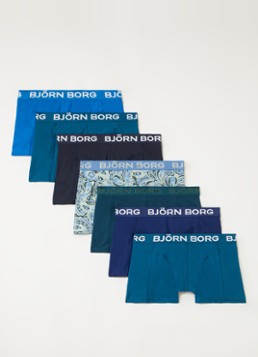 Björn Borg Jongens Boxershorts met logoband in 7-pack in de kleur Zeegroen, maat: 158-164