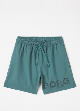 Björn Borg Jongens Zwemshorts met logoprint in de kleur Zeegroen, maat: 122-128
