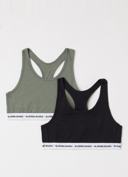 Björn Borg Meisjes Bralette met logoband in 2-pack in de kleur Legergroen, maat: 170