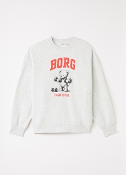 Björn Borg Meisjes Borg oversized sweater met logoprint in de kleur Grijsmele, maat: 158-164