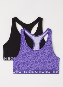 Björn Borg Meisjes Sport bh in 2-pack in de kleur Paars, maat: 170