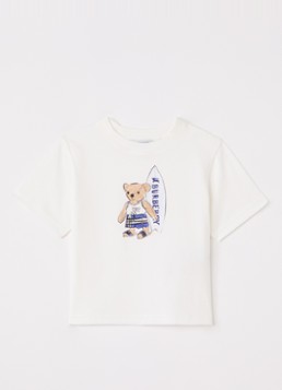 Burberry Jongens T-shirt met logoprint in de kleur Gebroken wit, maat: 2Y=92