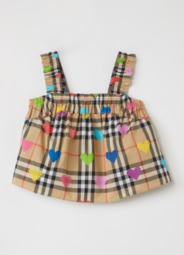 Burberry Meisjes Gabi top met ruitdessin in de kleur Camel, maat: 6M=68