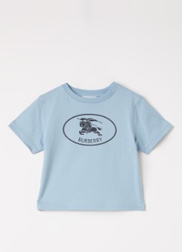 Burberry Jongens T-shirt met logoprint in de kleur Blauwgrijs, maat: 98
