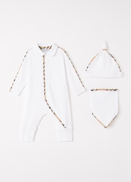 Burberry Meisjes Hamilton set van babypak met muts en slab in giftbox 3-delig in de kleur Wit, maat: 3M=62