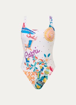 Goldbergh Dames Coprica badpak met print en uitneembare vulling in de kleur Beige, maat: L
