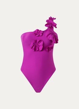 Goldbergh Dames Fabiosa one shoulder badpak met uitneembare padding in de kleur Violet, maat: S