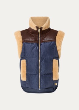 Goldbergh Dames Bodywarmer met ritszakken en details van imitatiebont in de kleur Donkerblauw, maat: 40