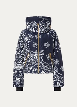 Goldbergh Dames Kyoki ski-jas met paisley dessin in de kleur Donkerblauw, maat: 36