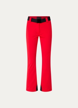 Goldbergh Dames Pippa high waist flared fit skibroek met ritszakken in de kleur Rood, maat: 36