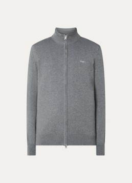 Gant Heren Fijngebreid vest met logoborduring in de kleur Grijs, maat: XXL