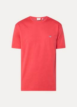 Gant Heren T-shirt met logoborduring in de kleur Rood, maat: S