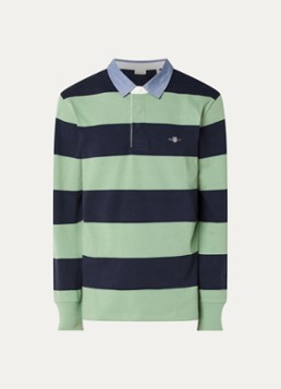 Gant Heren Regular fit polo met streepprint en logo in de kleur Lichtgroen, maat: S