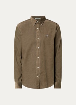 Gant Heren Regular fit overhemd van corduroy met logoborduring in de kleur Creme, maat: XXXL