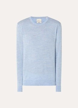 Gant Heren Fijngebreide pullover van merino wol in de kleur Lichtblauw, maat: L