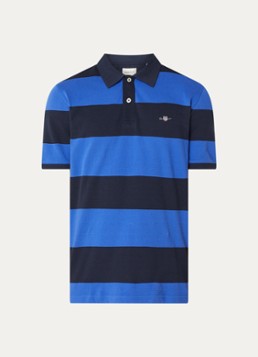 Gant Heren Polo van piqué katoen met streepprint in de kleur Royalblauw, maat: S