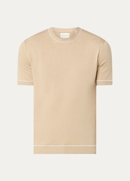 Gant Heren Fijngebreid T-shirt met ronde hals in de kleur Beige, maat: S