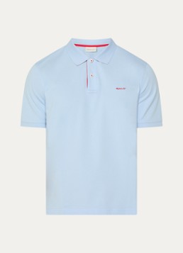 Gant Heren Regular fit polo met logoborduring in de kleur Lichtblauw, maat: S