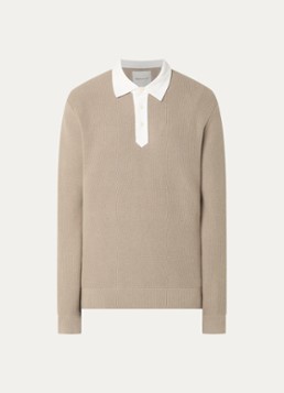 Gant Heren Regular fit polo in wolblend in de kleur Taupe, maat: S