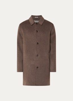 Gant Heren Mantel in wolblend met steekzakken in de kleur Donkerbeige, maat: XL