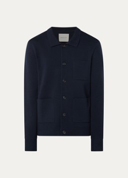 Gant Heren Milano fijngebreid vest met opgestikte zakken in de kleur Donkerblauw, maat: S