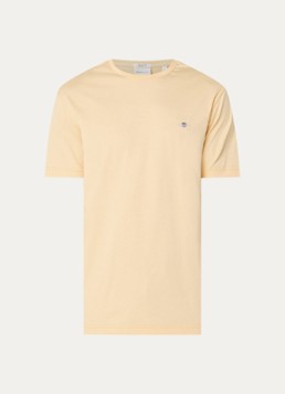 Gant Heren T-shirt met logo in de kleur Lichtgeel, maat: XXXL