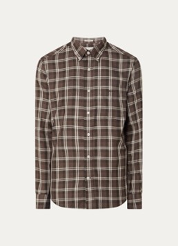 Gant Heren Regular fit overhemd met ruitdessin in de kleur Taupe, maat: XXL
