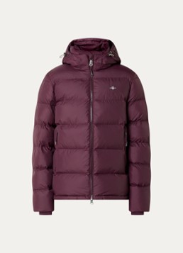 Gant Heren Puffer jack met capuchon en ritszakken in de kleur Bordeauxrood, maat: XXXL
