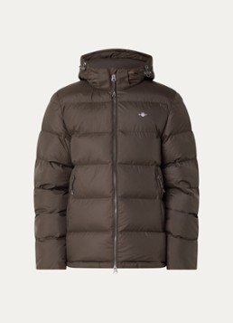Gant Heren Puffer jack met capuchon en ritszakken in de kleur Donkerbruin, maat: XXXL
