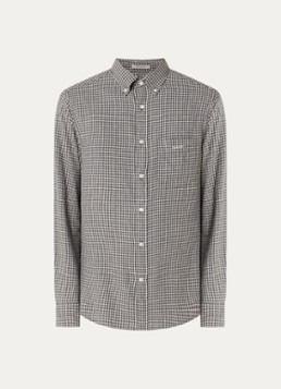 Gant Heren Comfort fit overhemd met ruitdessin in de kleur Olijfgroen, maat: XL