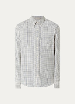 Gant Heren Comfort fit overhemd met ruitdessin in de kleur Blauwgrijs, maat: S