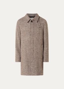Gant Heren Mantel in wolblend met visgraatdessin in de kleur Taupe, maat: L