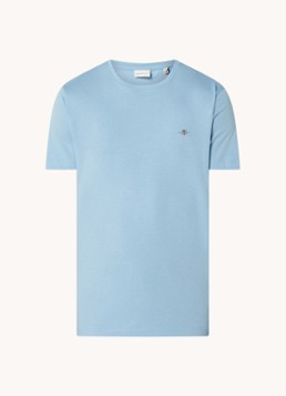 Gant Heren Reg Shield t-shirt met logo in de kleur Lichtblauw, maat: S