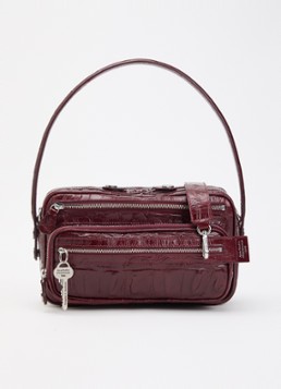 Acne Studios Dames Schoudertas van kalfsleer met crocostructuur en afneembare schouderriem in de kleur Bordeauxrood, maat: OS