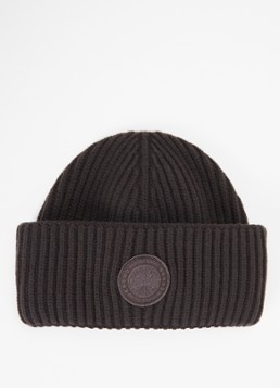 Canada Goose Heren Grofgebreide muts in kasjmierblend in de kleur Donkerbruin, maat: OS