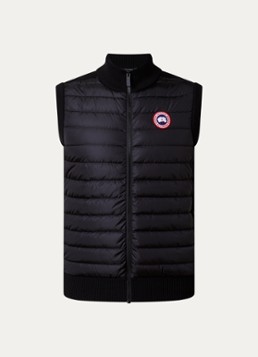 Canada Goose Heren Hybridge ribgebreid vest van wol met gewatteerd voorpand in de kleur Zwart, maat: M