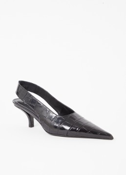 TOTEME Dames Classic slingback van leer met crocostructuur in de kleur Zwart, maat: 37