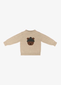 Donsje Amsterdam Jongens Denn Merino Wool Sweater | Bear in de kleur Beige, maat: 116