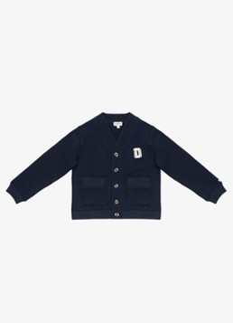 Donsje Amsterdam Jongens Maukie fijngebreide vest met klepzakken in de kleur Donkerblauw, maat: 4-5Y=110
