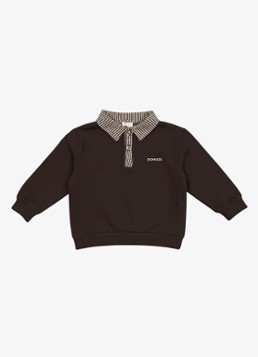 Donsje Amsterdam Meisjes Amaro sweater met kraag in de kleur Donkerbruin, maat: 5-6Y=116