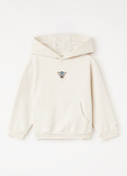 Donsje Amsterdam Meisjes Herps hoodie met borduring in de kleur Beige, maat: 6-7Y=128