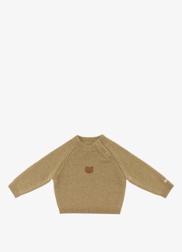 Donsje Amsterdam Jongens Sibbe fijngebreide trui van merino wol in de kleur Beige, maat: 24-30M