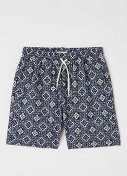 Les Deux Jongens Harry regular fit korte broek met print in de kleur Donkerblauw, maat: 122/128