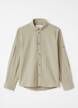 Les Deux Jongens Konrad overhemd in linnenblend in de kleur Khaki, maat: 146/152