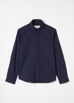 Les Deux Jongens Konrad overhemd in linnenblend in de kleur Donkerblauw, maat: 146/152