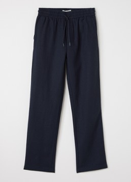 Les Deux Jongens Patrick straight fit pantalon in linnenblend in de kleur Donkerblauw, maat: 134/140