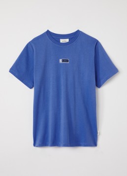 Les Deux Jongens T-shirt met logo- en backprint in de kleur Blauw, maat: 158/164